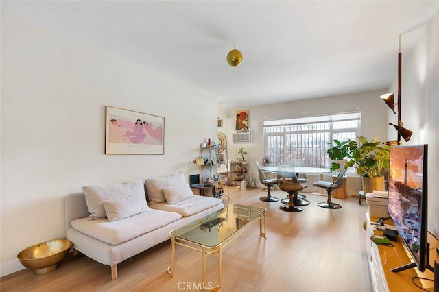 living room with light wood-type flooring