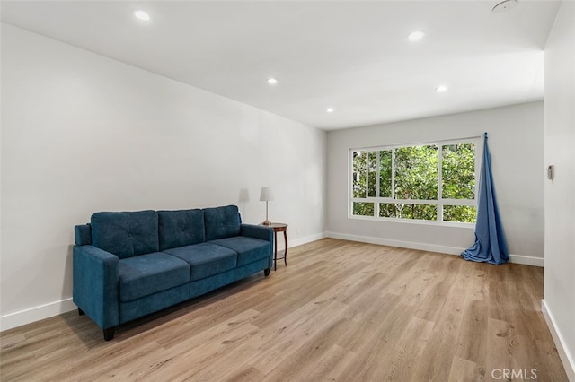 sitting room featuring light wood-type flooring