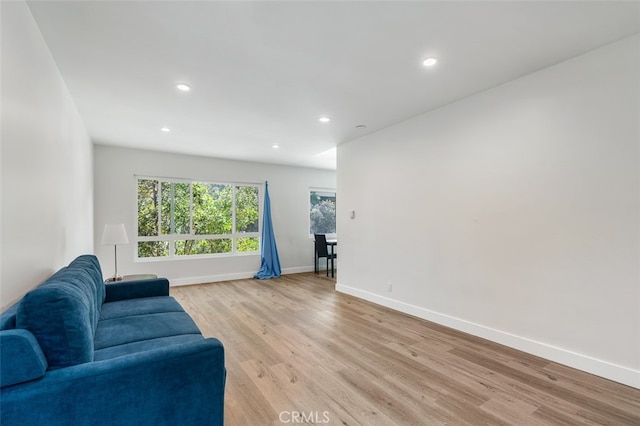 sitting room featuring light wood-type flooring