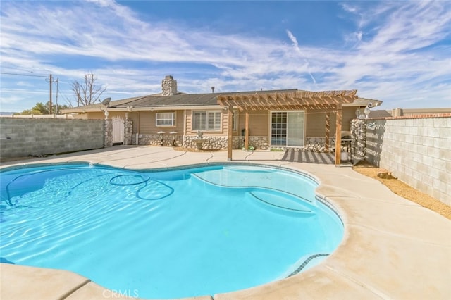 view of pool featuring a pergola and a patio