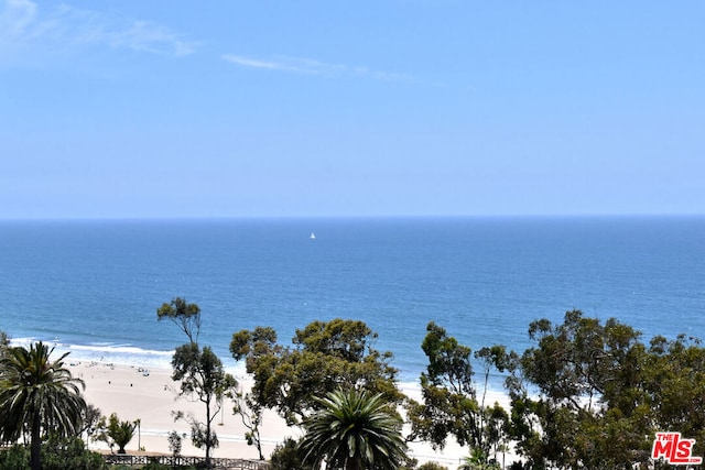 view of water feature featuring a view of the beach