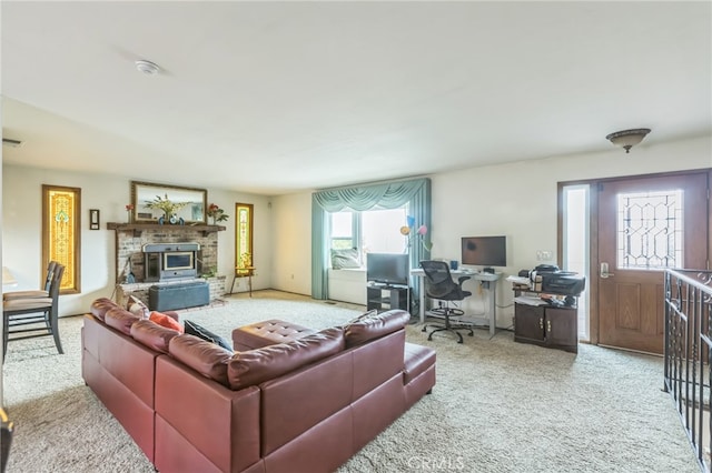 living room with light carpet