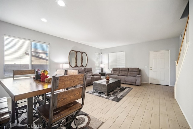 living room featuring light hardwood / wood-style floors