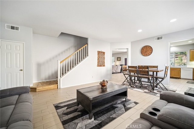 living room featuring light hardwood / wood-style flooring