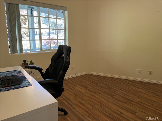 office area featuring dark hardwood / wood-style flooring