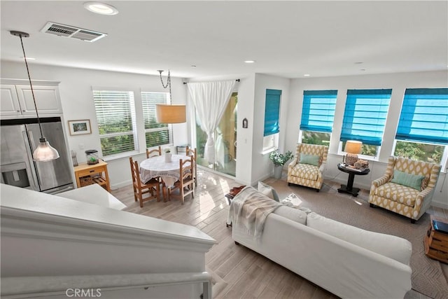 living room featuring light hardwood / wood-style floors