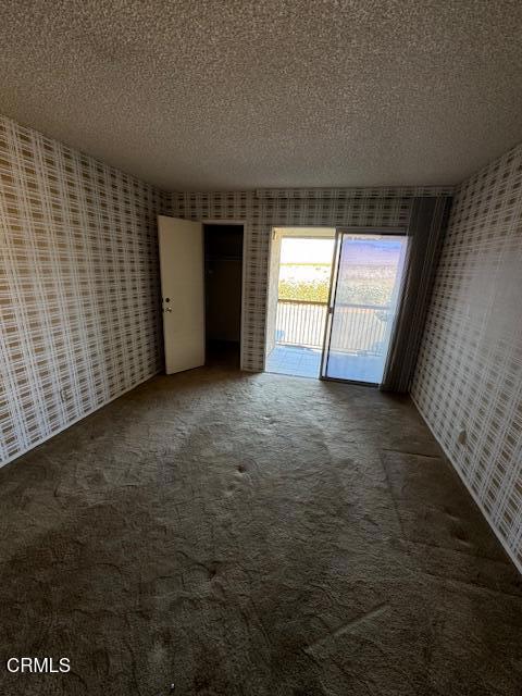 empty room featuring a textured ceiling and carpet floors