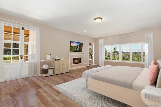 bedroom with light wood-type flooring