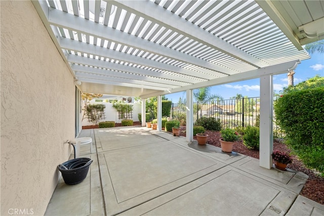 view of patio featuring a pergola