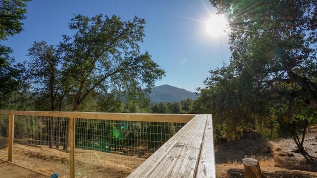 exterior space featuring a mountain view