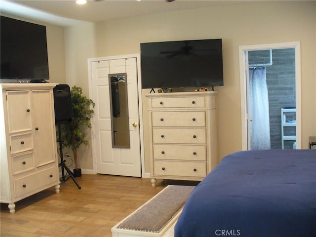 bedroom with light wood-type flooring