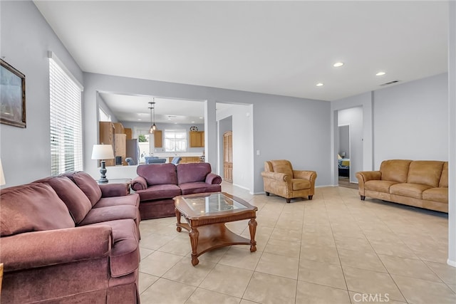 view of tiled living room