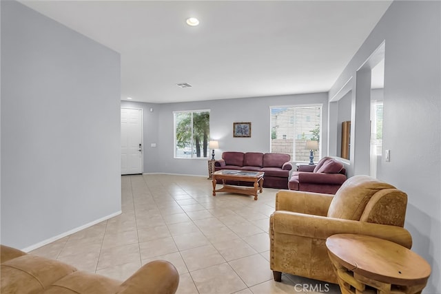 view of tiled living room