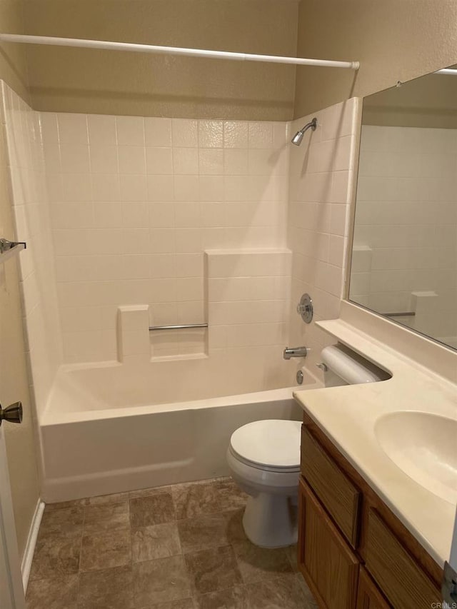 full bathroom with vanity, shower / washtub combination, and toilet