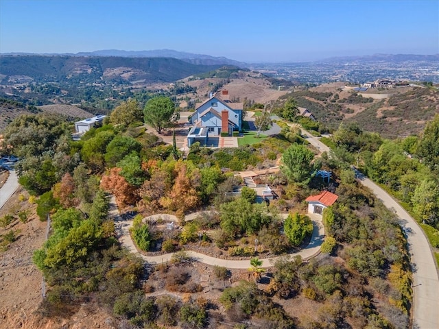 drone / aerial view with a mountain view