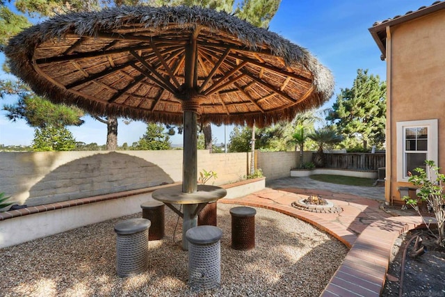 view of patio / terrace with a gazebo