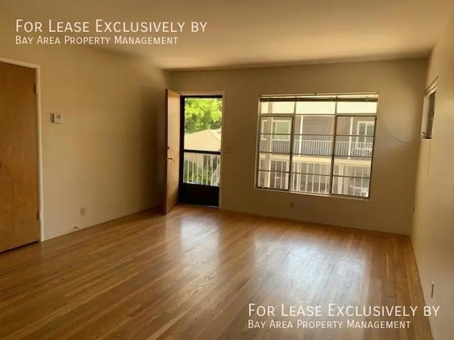 spare room with wood-type flooring