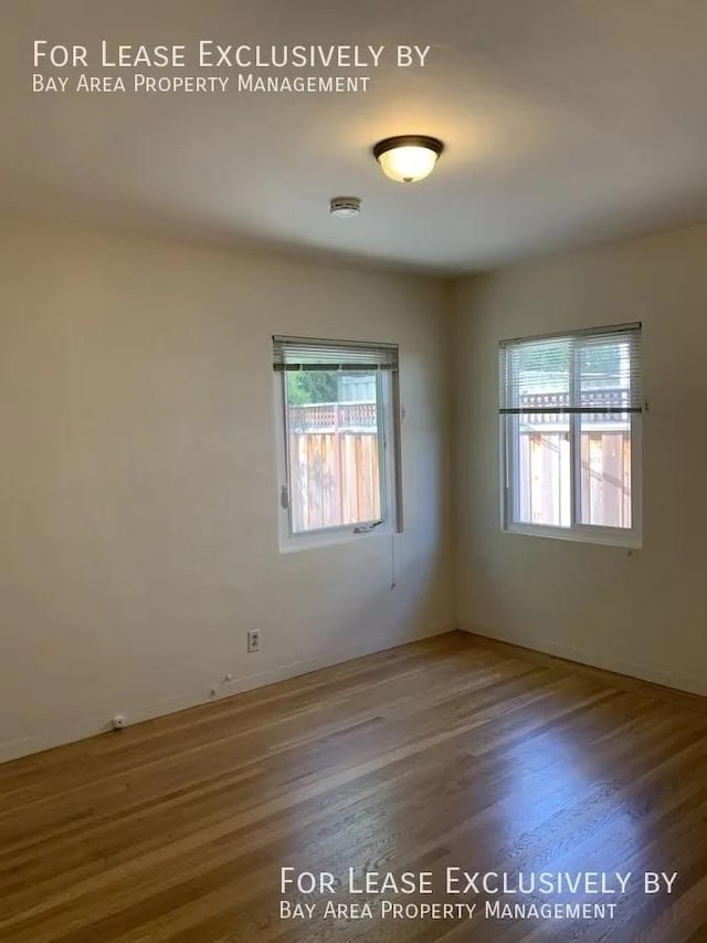 spare room featuring wood-type flooring