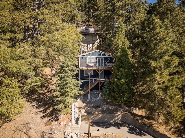 31600 City Creek Rd, Running Springs, CA 92382 - aerial view of property and surrounding area with a heavily wooded area