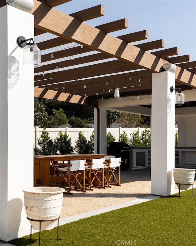 view of patio / terrace featuring a pergola