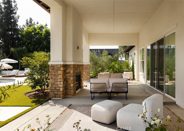 view of patio / terrace featuring an outdoor living space