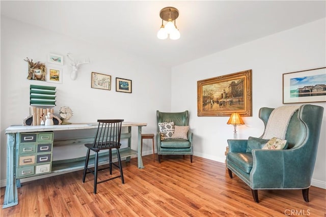 sitting room featuring light hardwood / wood-style flooring