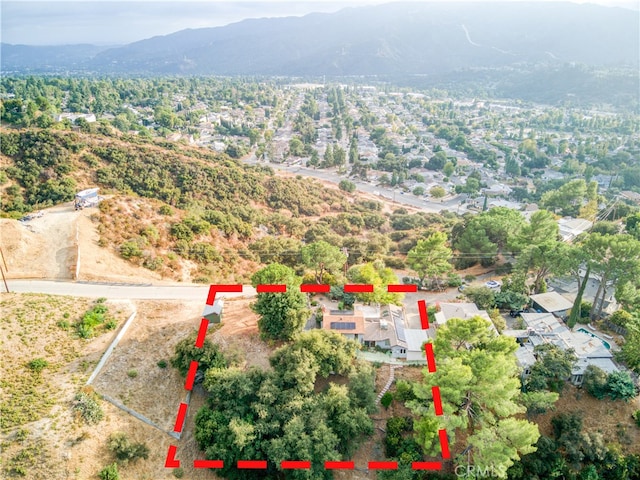 aerial view with a mountain view