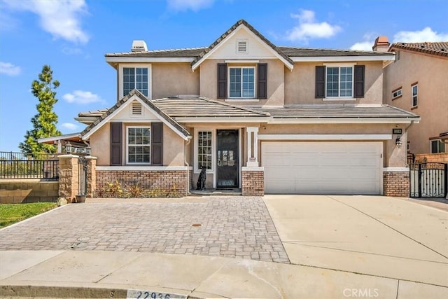 view of front of house with a garage