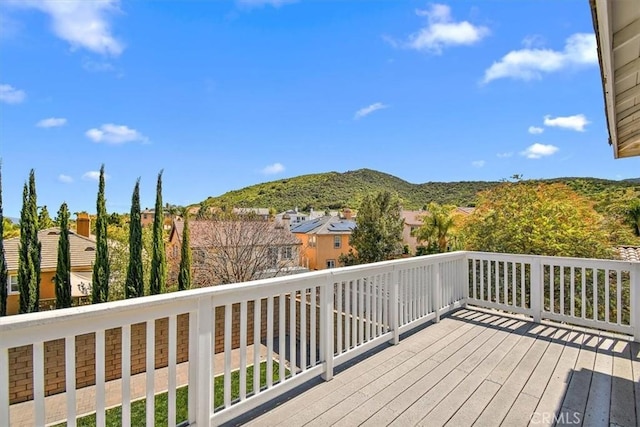 deck with a mountain view