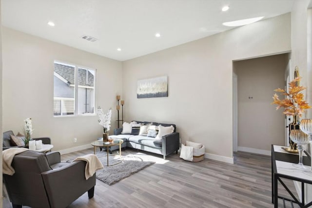 living room featuring light wood-type flooring