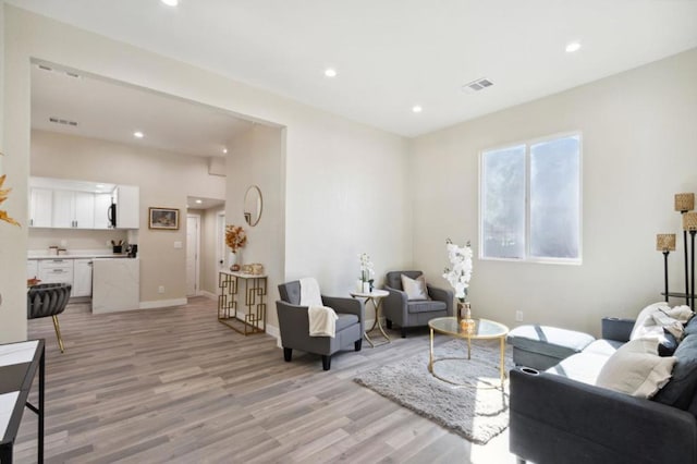 living room featuring light hardwood / wood-style floors