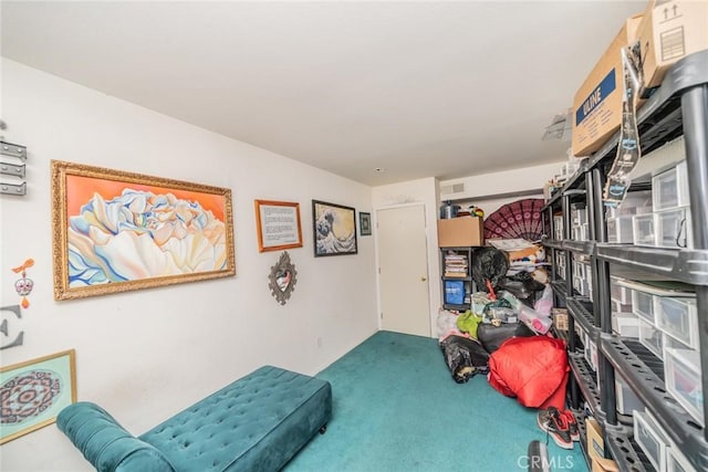 sitting room with carpet floors