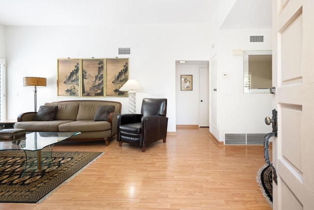 living room with light wood-type flooring