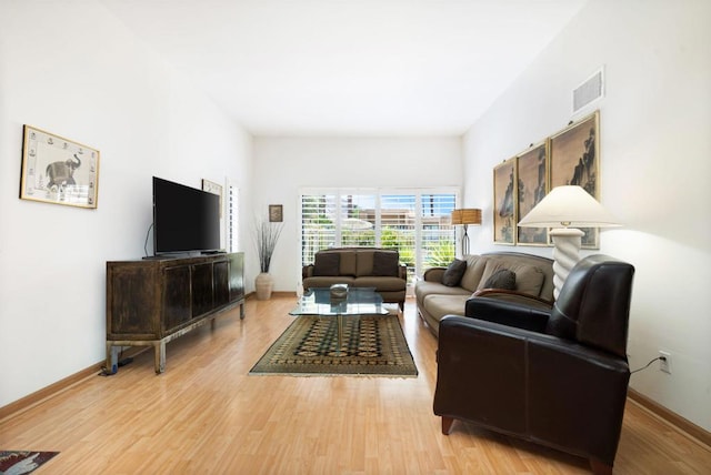 living room with wood-type flooring