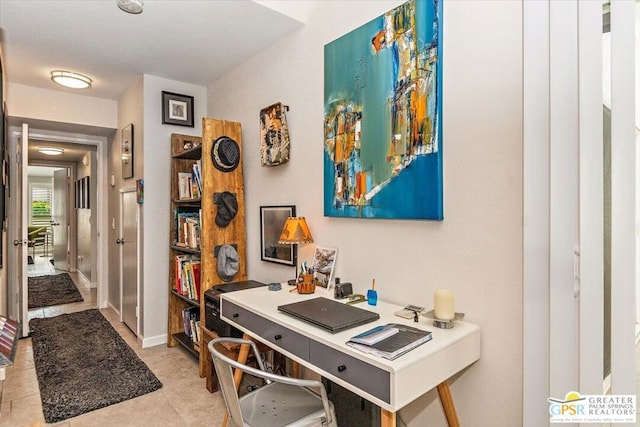 home office featuring light tile patterned floors