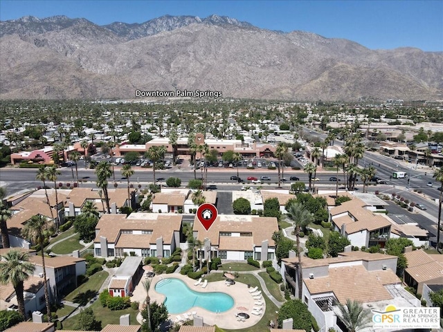 aerial view featuring a mountain view