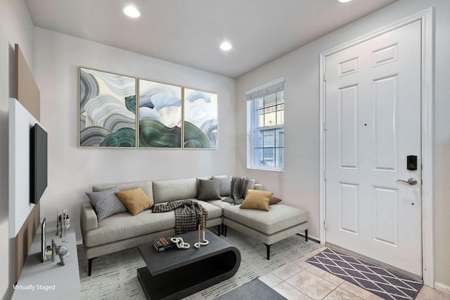 view of tiled living room