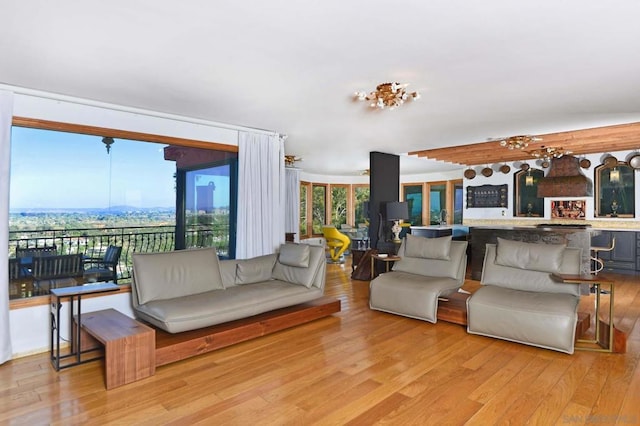 living room with hardwood / wood-style floors