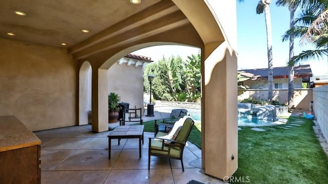 view of patio / terrace featuring an outdoor living space