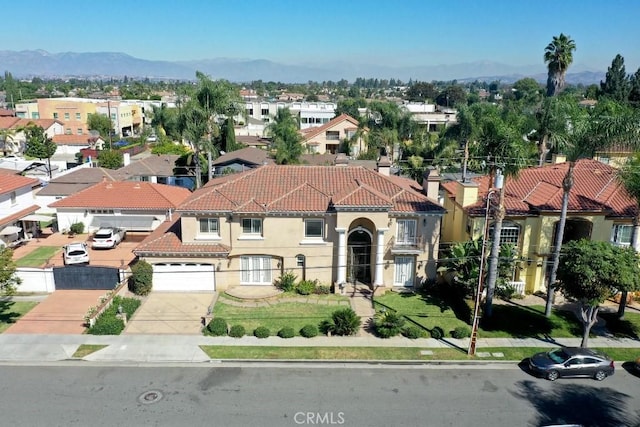 view of front of home with a mountain view