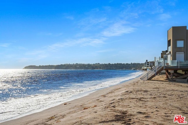 property view of water with a beach view