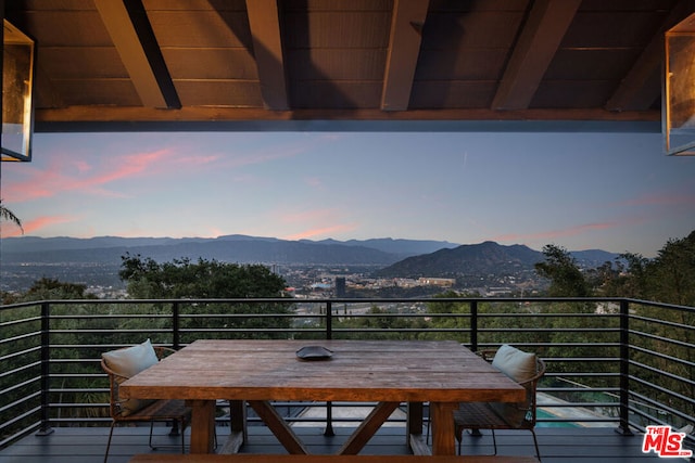 exterior space featuring a mountain view