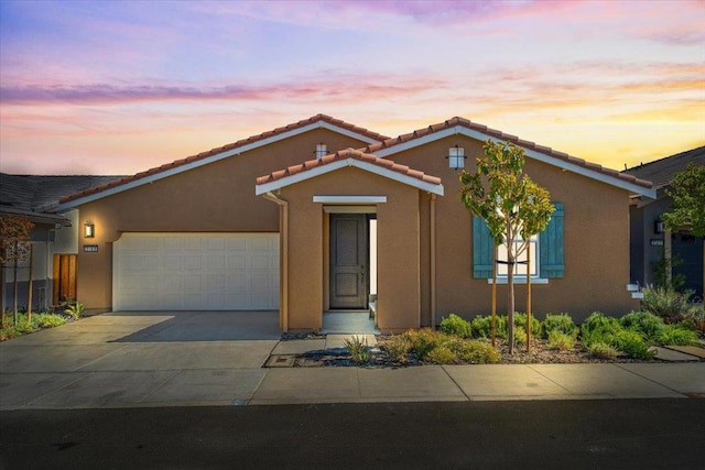 view of front of property with a garage