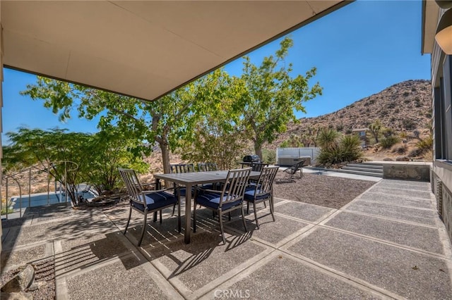 view of patio featuring a mountain view