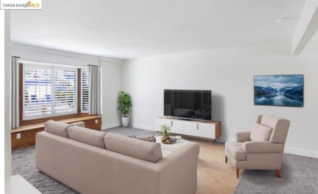 living room with light parquet flooring