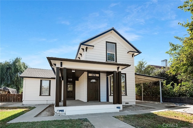 view of front of home with a porch