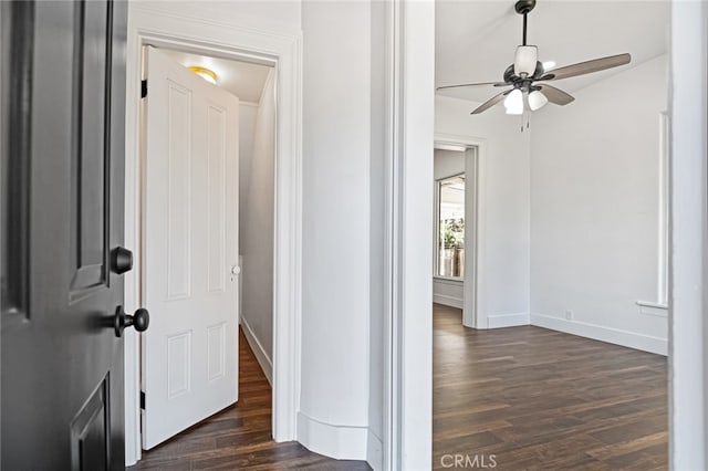 hall featuring dark hardwood / wood-style floors