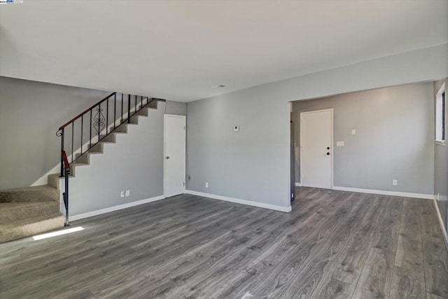 unfurnished living room featuring dark hardwood / wood-style floors