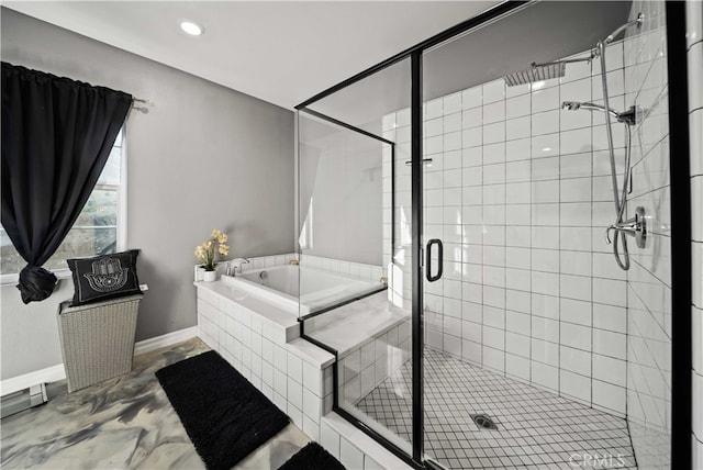 bathroom with plus walk in shower