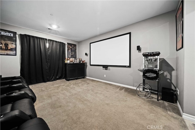 view of carpeted home theater room